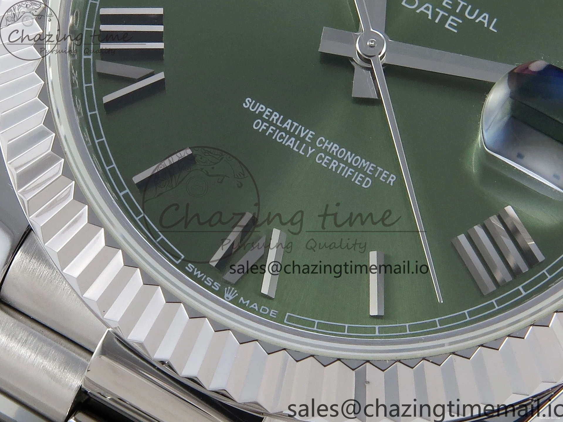 0507 Tailored Day Date 40 SS 228239 KF 1:1 Best Edition Green Roman Dial on President Bracelet VR3255 (Gain Weight) 826